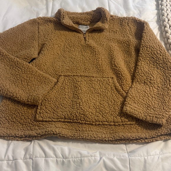 Sabrina Lauren Tops - Sabrina Lauren New York Tan Sherpa Fleece Pullover quarter zip size XL